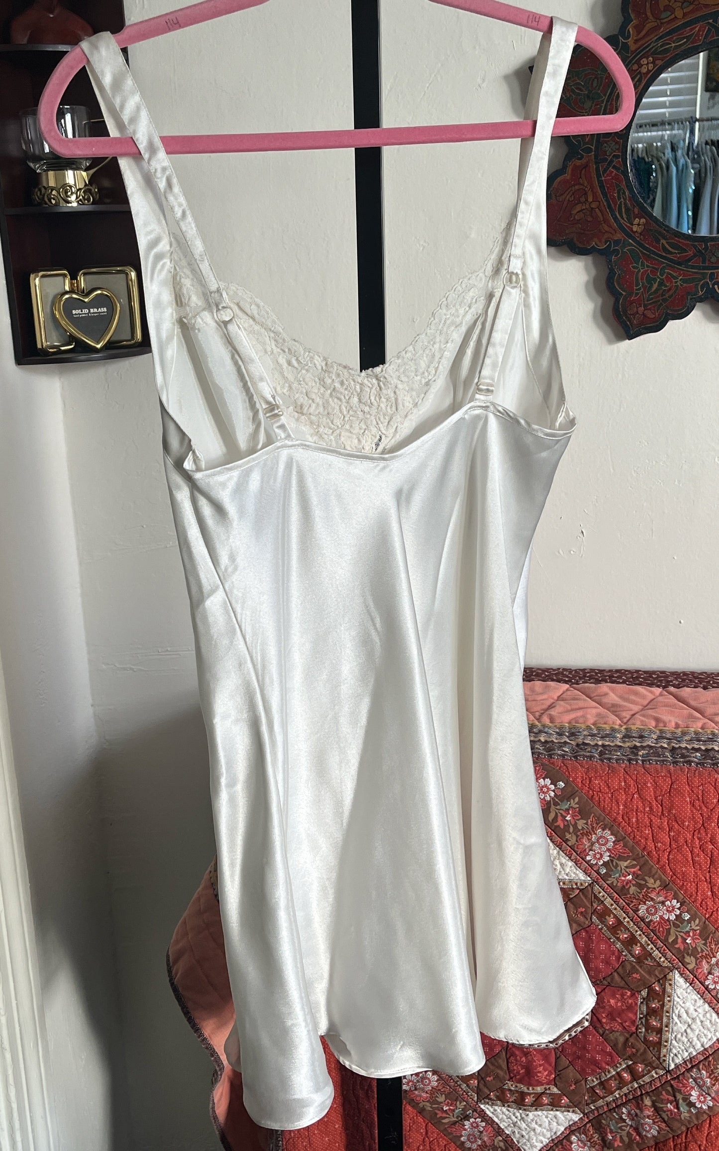 Victoria Secret Satin and Sequined Lace Mini Slip Dress w Sheer Chiffon Godets ⓢ