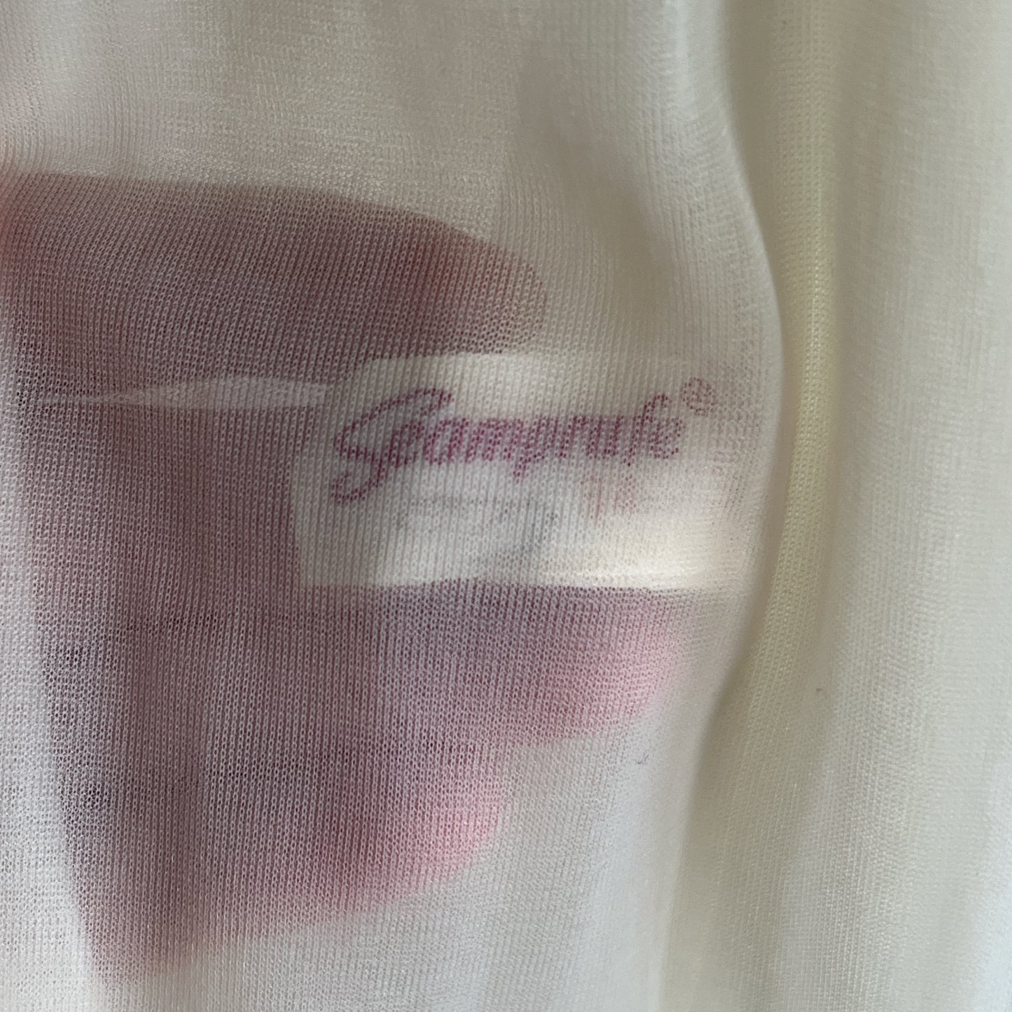 Vintage Seamprufe Beige Puff Sleeve Night Gown Robe w Ribbon Embroidery and Satin Tie Ⓛ
