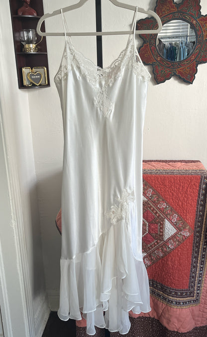 Vintage Oscar De La Renta Pink Label Maxi Slip Dress with Chiffon Skirt and Back Panel Ⓜ⃝