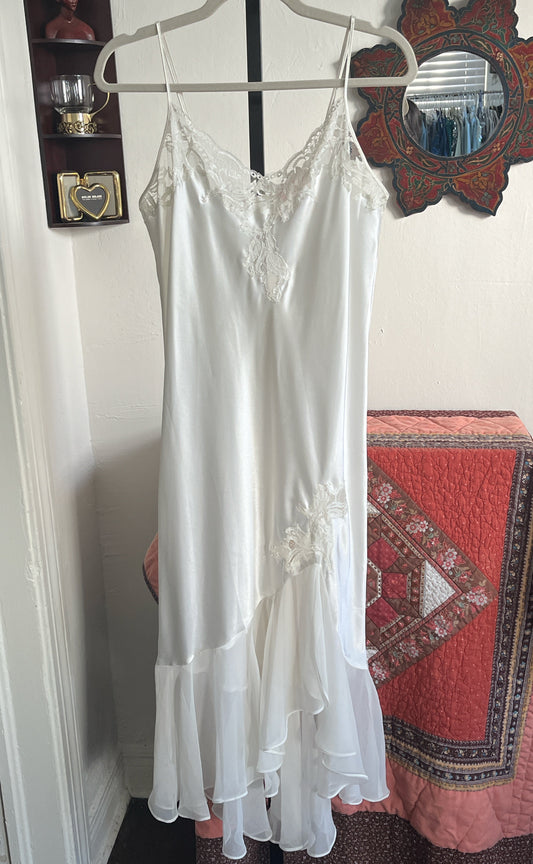 Vintage Oscar De La Renta Pink Label Maxi Slip Dress with Chiffon Skirt and Back Panel Ⓜ⃝