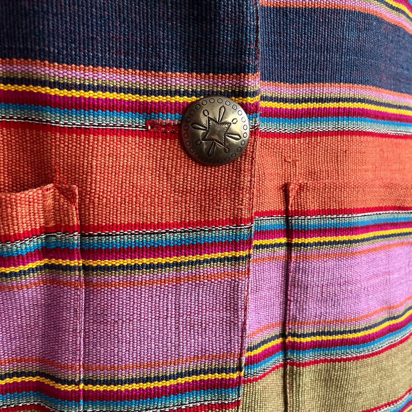 Vintage Central Falls Multicolor Striped Western Blazer Single Button Jacket Ⓜ⃝