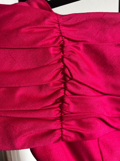 Vintage Watters Watters 80s Powersuit in Hot Pink w Faux Pearl Buttons Ⓢ