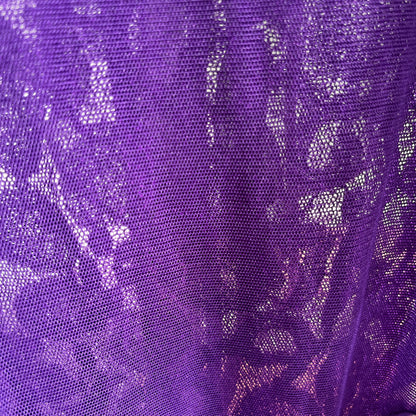 Vintage Shirley Purple Lace and Chiffon Stretch Leotard Bodysuit w Two Satin Ribbon Ties Ⓜ⃝