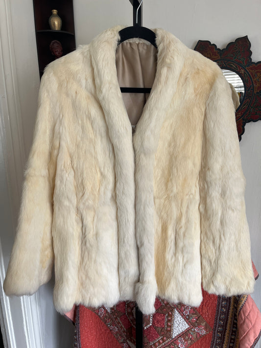 Vintage Jacques Aran Beige Rabbit Fur Jacket | Ⓜ⃝