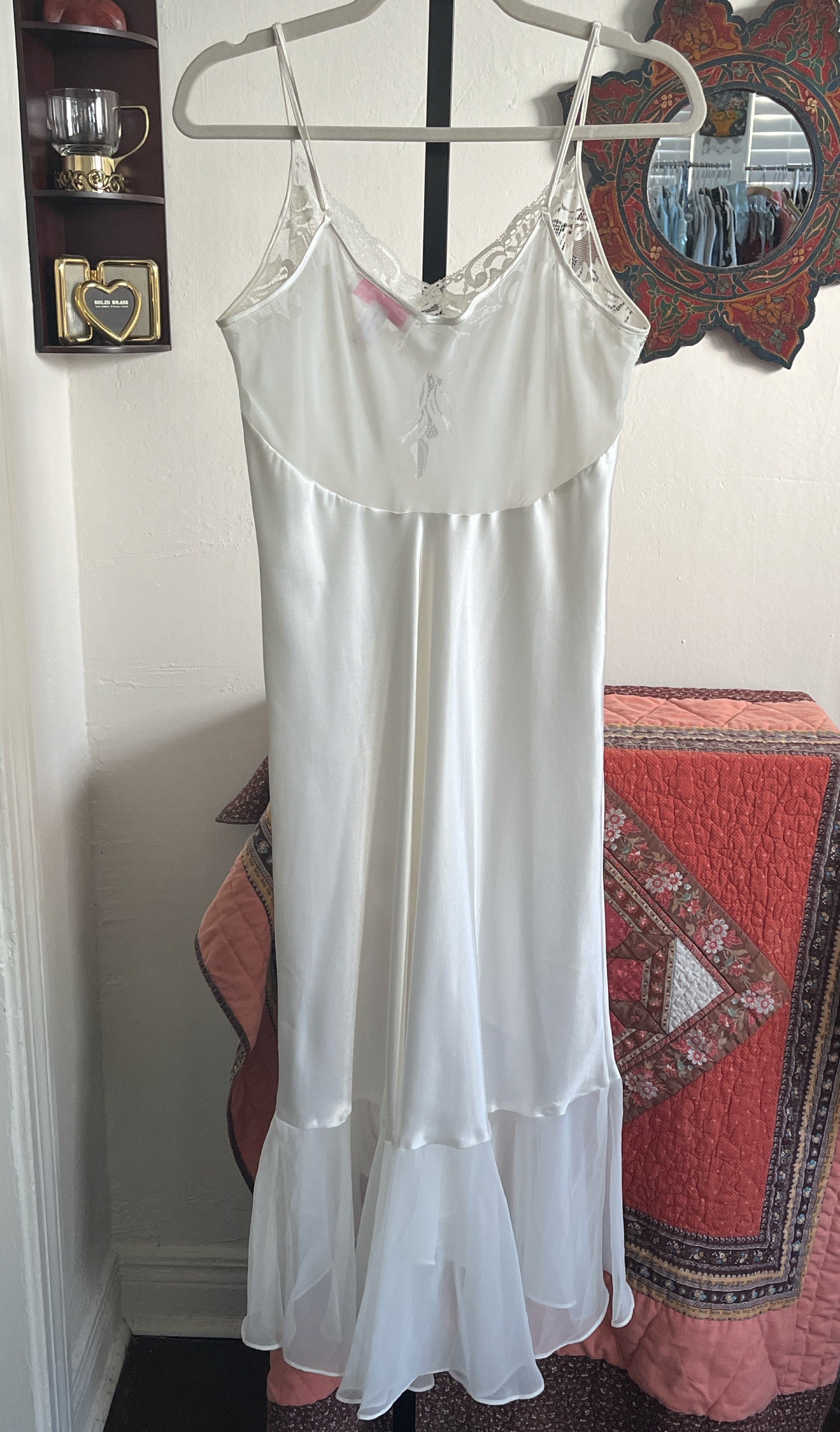 Vintage Oscar De La Renta Pink Label Maxi Slip Dress with Chiffon Skirt and Back Panel Ⓜ⃝