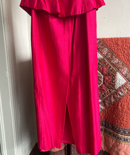 Vintage Watters Watters 80s Powersuit in Hot Pink w Faux Pearl Buttons Ⓢ