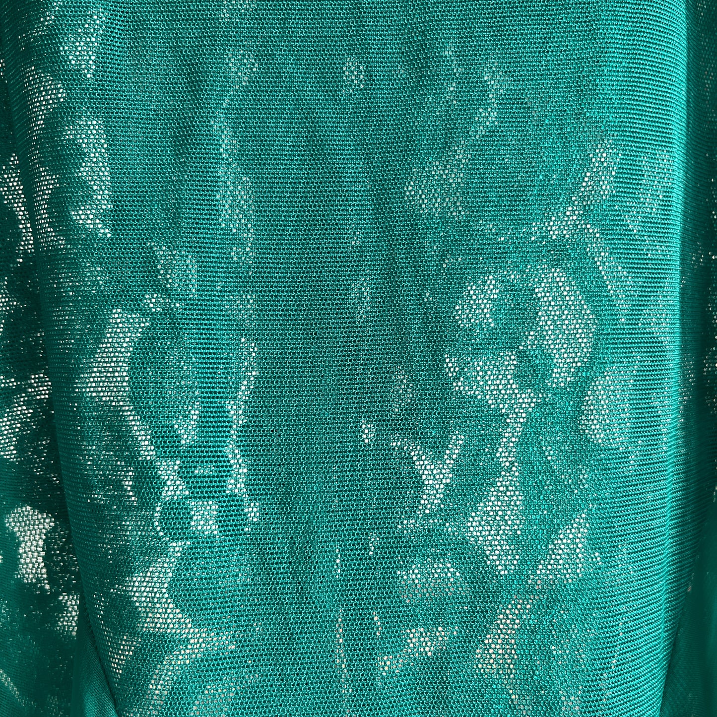 Vintage Shirley Green Lace and Chiffon Stretch Leotard Bodysuit w Two Satin Ribbon Ties Ⓜ⃝
