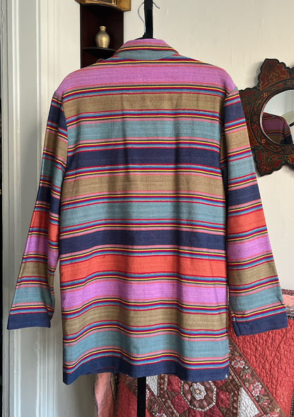 Vintage Central Falls Multicolor Striped Western Blazer Single Button Jacket Ⓜ⃝