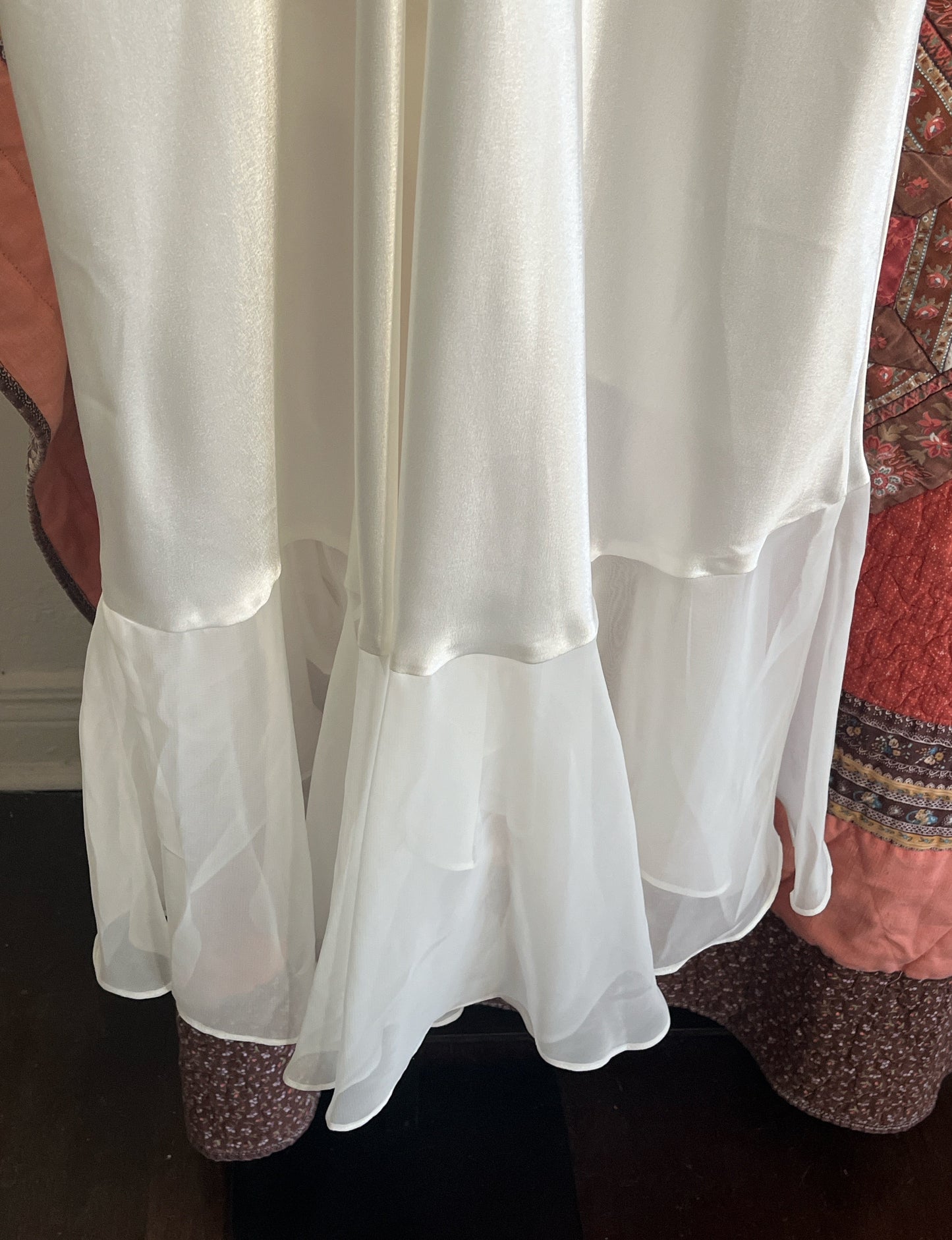 Vintage Oscar De La Renta Pink Label Maxi Slip Dress with Chiffon Skirt and Back Panel Ⓜ⃝