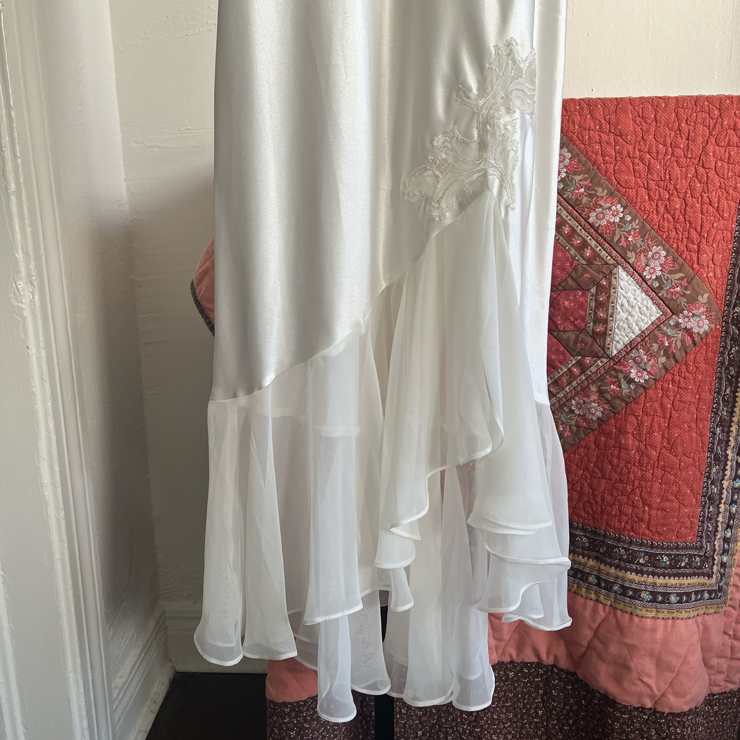 Vintage Oscar De La Renta Pink Label Maxi Slip Dress with Chiffon Skirt and Back Panel Ⓜ⃝