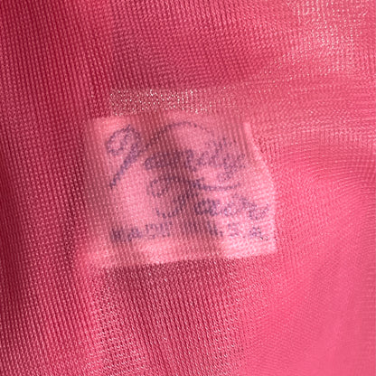 Vintage Vanity Fair Salmon Sheer Nylon Puff Sleeve Bed Jacket Nightgown Robe Ⓛ