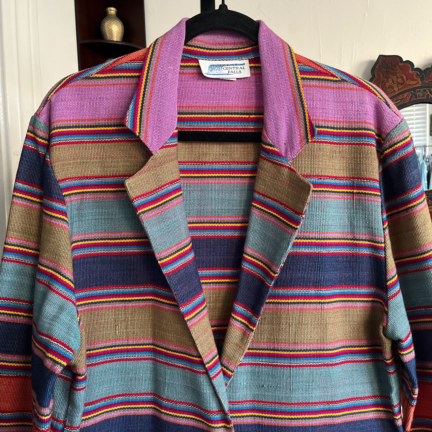 Vintage Central Falls Multicolor Striped Western Blazer Single Button Jacket Ⓜ⃝