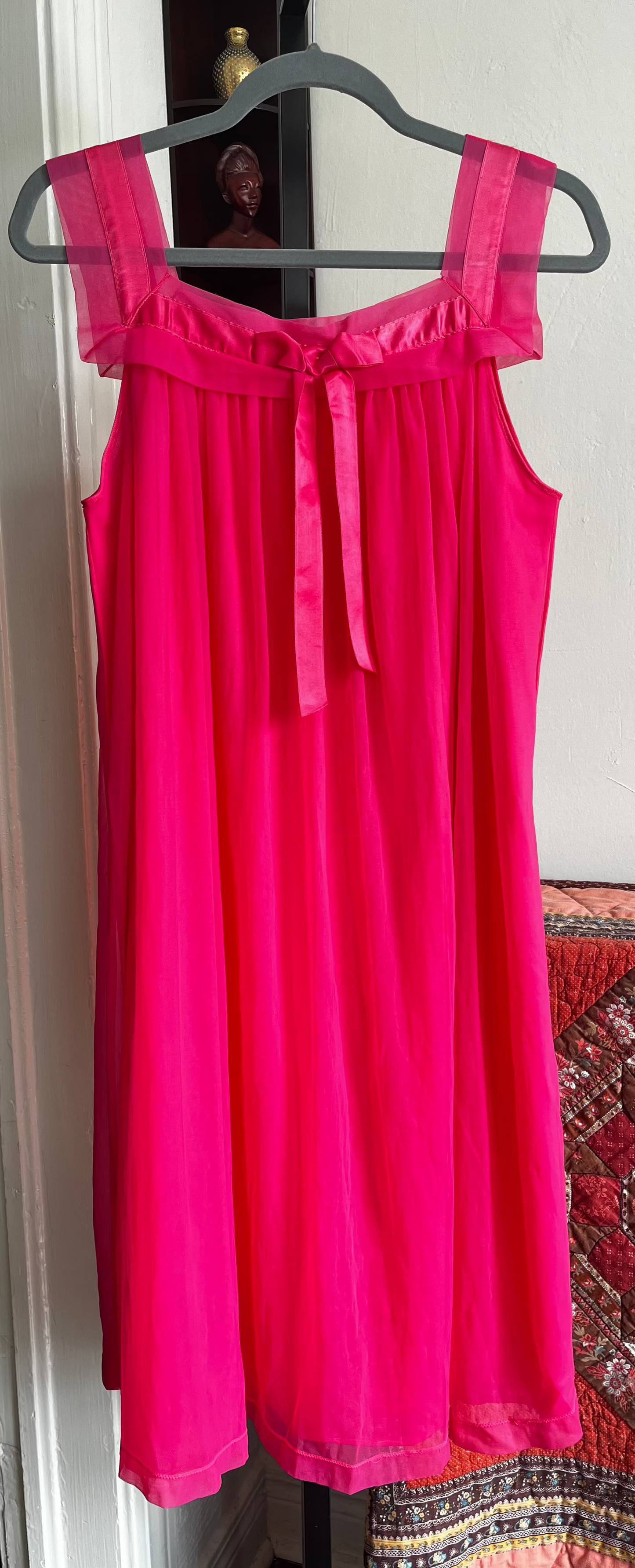 Vintage Hot Pink Nylon Nightgown Ⓛ