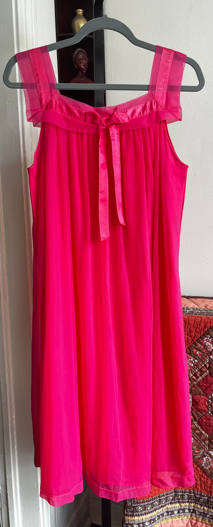 Vintage Hot Pink Nylon Nightgown Ⓛ