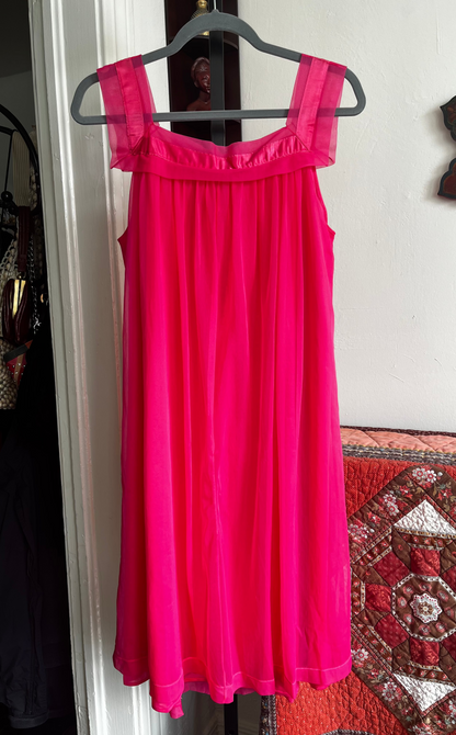 Vintage Hot Pink Nylon Nightgown Ⓛ