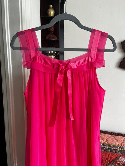 Vintage Hot Pink Nylon Nightgown Ⓛ
