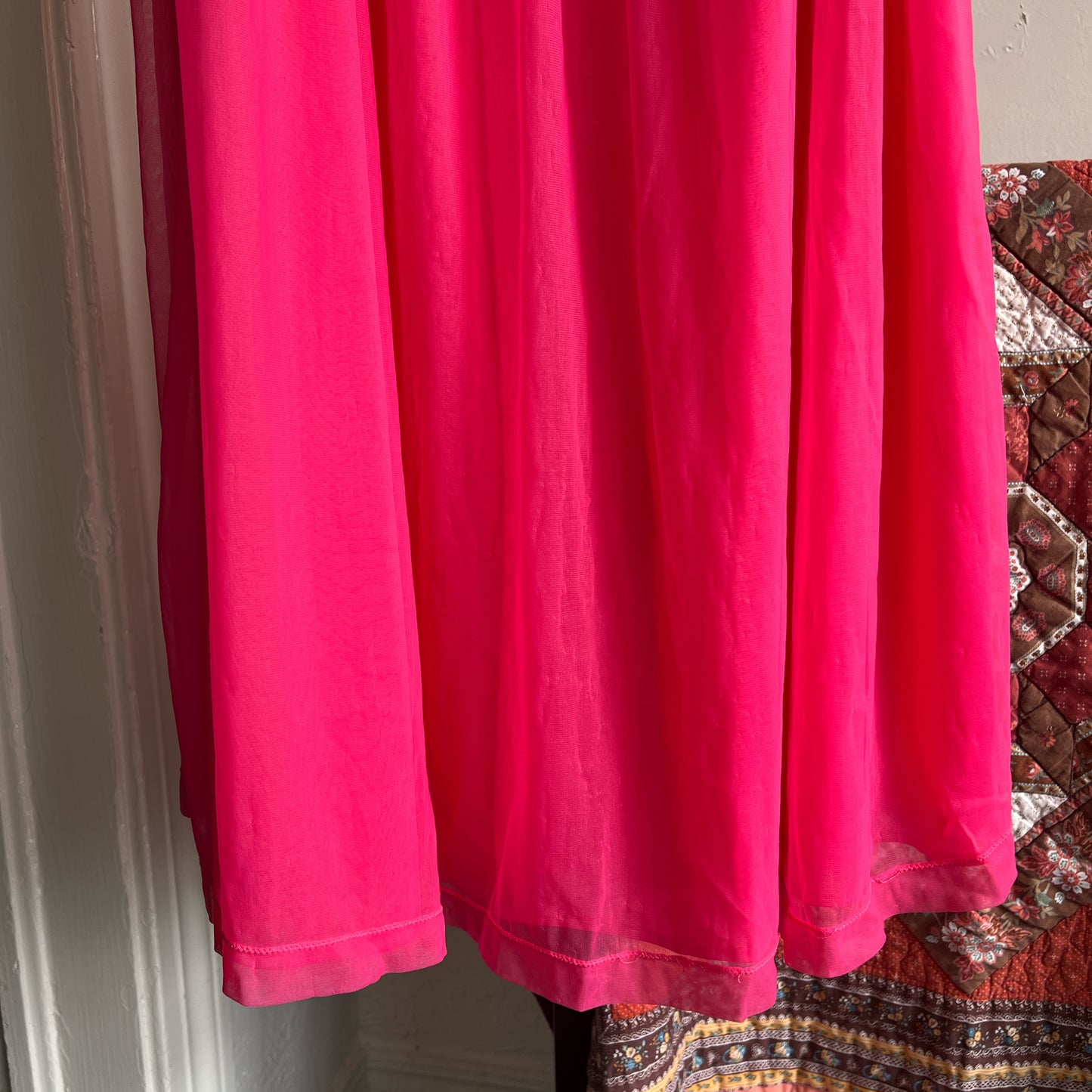 Vintage Hot Pink Nylon Nightgown Ⓛ