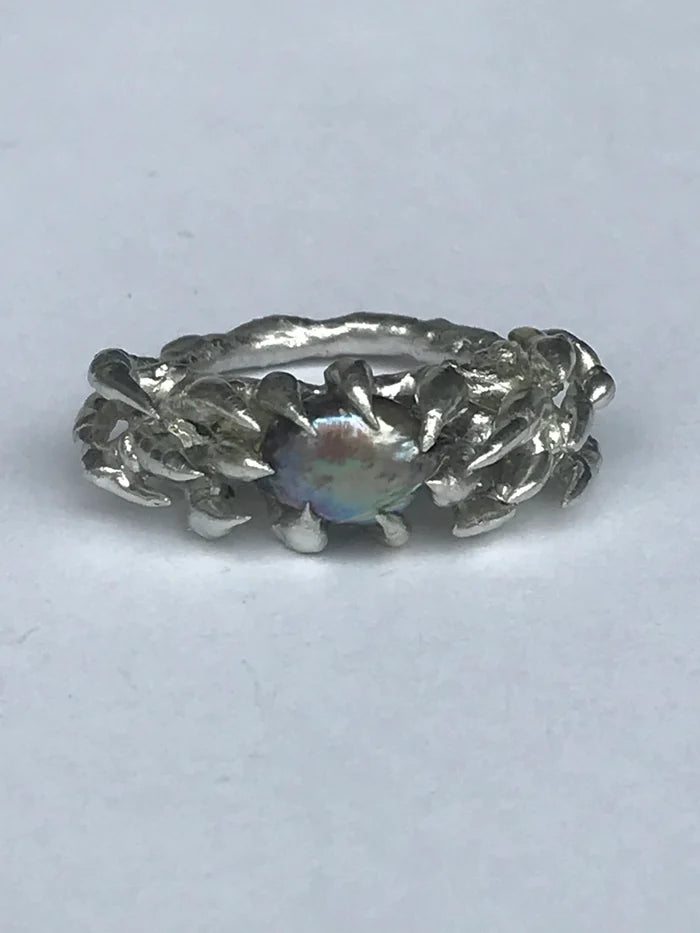 Black Pearl Creeper Ring | Custom Size