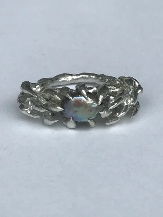 Black Pearl Creeper Ring | Custom Size