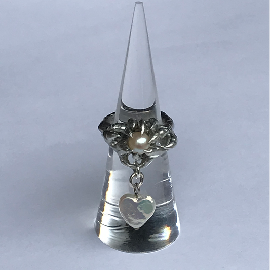 Heart Pearl Ring - Custom Size